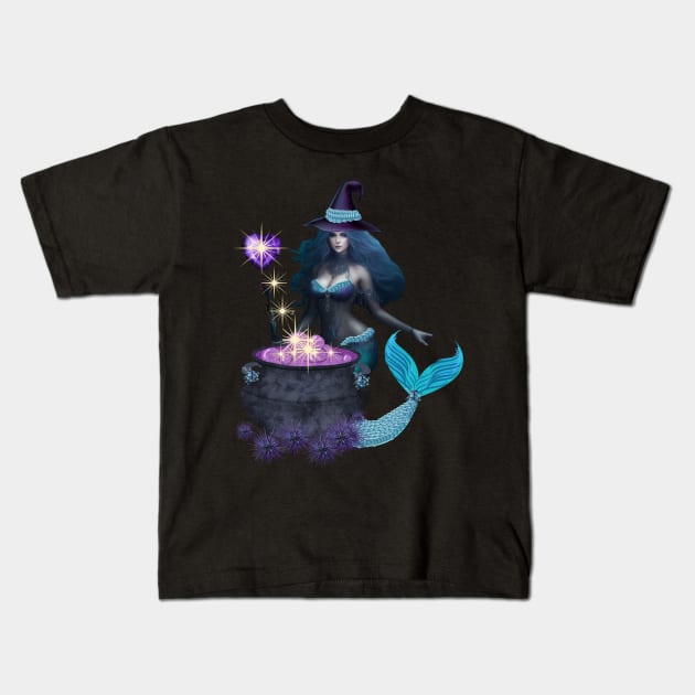 Merwitch With Her Magic Potion Kids T-Shirt by MGRCLimon